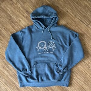 Blue Lonely Ghost “Want To Go For A Walk?” Size Medium Hoodie
